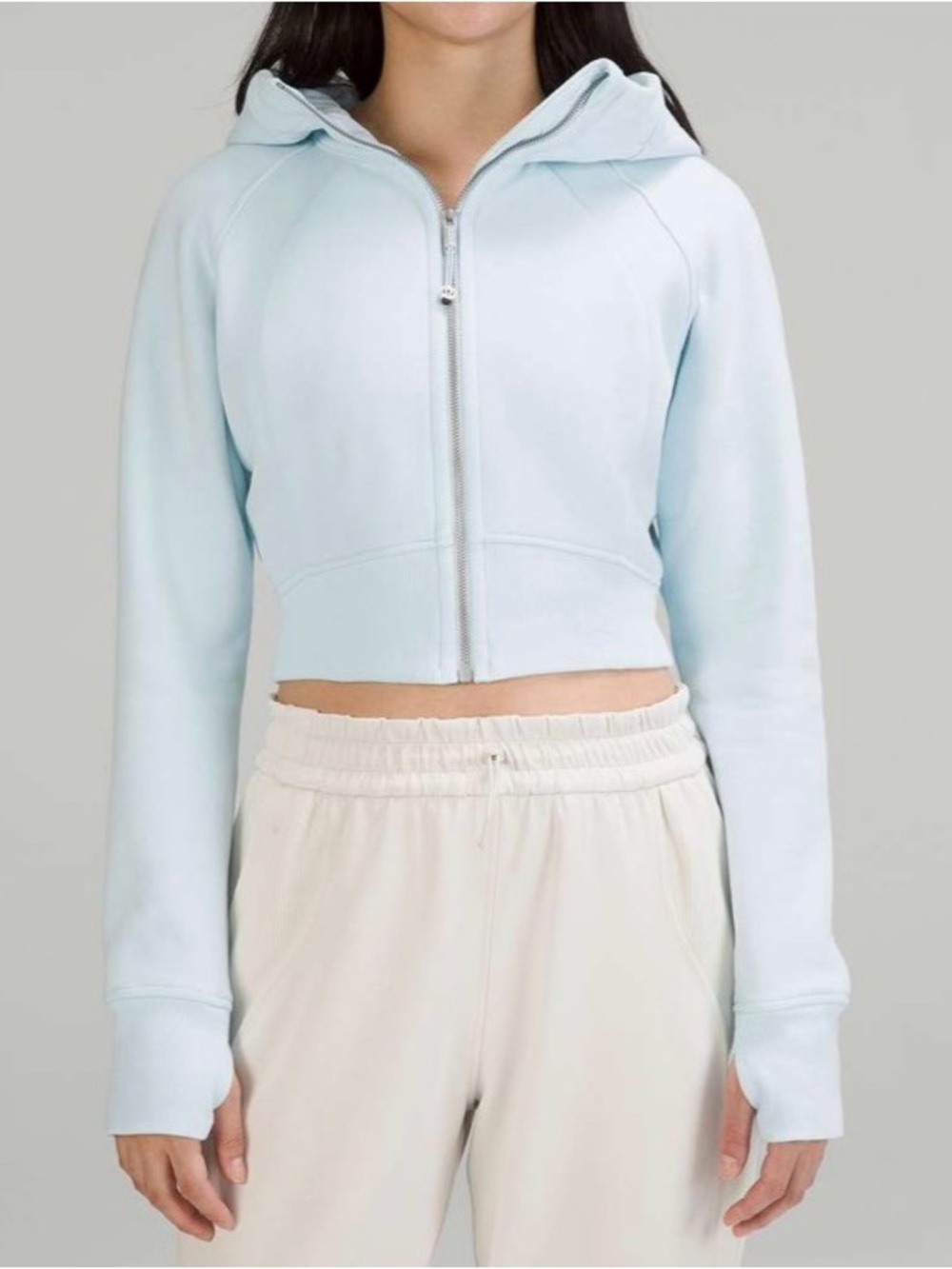 Lululemon Scuba Full-Zip Cropped Hoodie Powder Blue Size 10